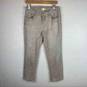Eileen Fisher Organic Cotton Stretch‎ Ankle Jeans Straight Leg Light Grey Wash 2